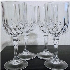 VTG 5 Cristal D'Arques Durand LONGCHAMP Lead Crystal Wine Glasses/Water 7"